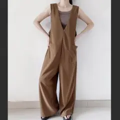 ONEP STAR 深Vネック サロペット テラコッタ