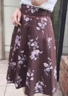 ミッシュマッシュ 花柄スカート M ブラウン MISCH MASCH