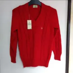 Grand Slam 赤 Vネック ニットセーター 新品タグ付き