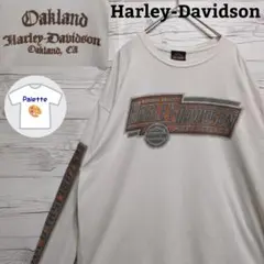 ハーレーダビッドソン　ロンT　ロゴ　両面プリント　袖プリント　ライトグレー　XL