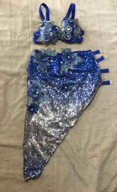 ベリーダンス セットアップ 青と銀