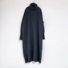 アメリカンホリック◆ニットワンピース◆ダークグレーミックス×イエロー◆L