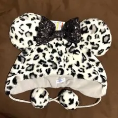 ミニーマウス　ファンキャップ　ヒョウ柄　ホワイト