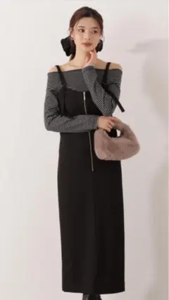 PROPORTION BODY DRESSINフロントファスナーナロージャンスカ