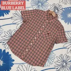 【希少】BURBERRY BLUE LABEL ノバチェック　ロゴ　刺繍　シャツ