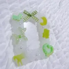 ホイップデコ 硬質カードケースデコ B8 ハート ユニコーン グリーン 黄緑 緑