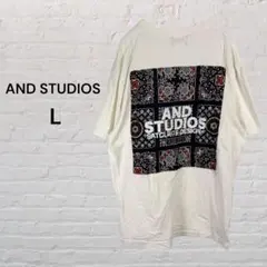 《AND STUDIOS》Tシャツ 半袖 ホワイト バンダナ柄 Lのサムネイル