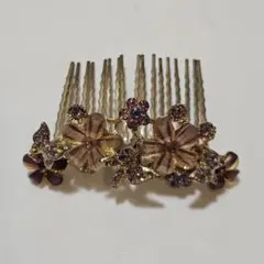 《美品》コーム ヘアアクセサリー 花 蝶 ゴールド