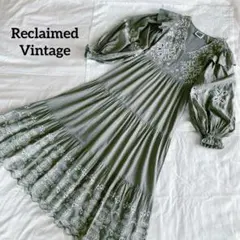 希少　Reclaimed Vintage 刺繍カットワーク　プレーリードレス