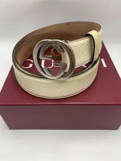 GUCCI グッチ インターロッキングG ベルト ホワイト - メルカリ