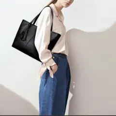 トートバッグ ブラック ビジネスバッグ 黒ビジネスシンプル 上品大容量