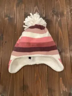 GAP キッズ ニット帽 ポンポン付き ボーダー柄