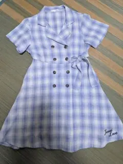 Jennylove美品☆ 水色チェック 半袖ミニワンピース 140