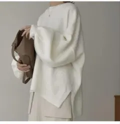 本日値下げ　LavishGate ホワイト ボリュームスリーブニット　セーター