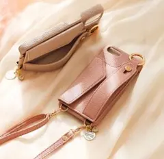 ハート＆コインチャームスマホケース　iphone 12 ショルダーストラップ付