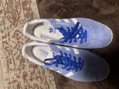 adidas 青 白 スエード スニーカー　GAZELLE