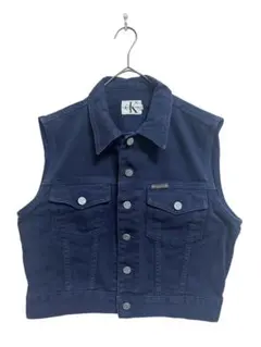 90s CK カルバンクライン クロップド デニム ベスト USA製ヴィンテージ