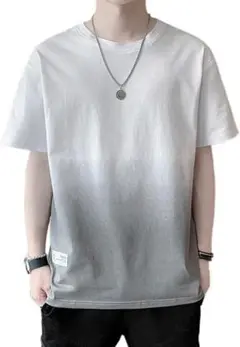 Tシャツ メンズ 半袖 夏服 綿 グラデーション カットソー カジュアル 2XL