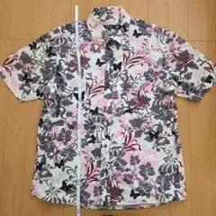 90s Burberrys バーバリーズ リネン 開襟シャツ ブラウス 花柄 M 