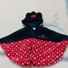 60~70cm　ミニーマウス フリースポンチョ 赤黒