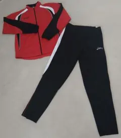 asics アシックス 赤黒長袖ジャージ上下セット サイズ0 レッド/ブラック