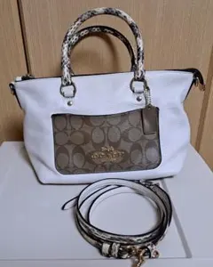 COACH 2way バッグ ホワイト パイソン柄