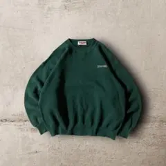USA古着90s希少SPALDINGワンポイント刺繍ロゴスウェット短丈グリーンL