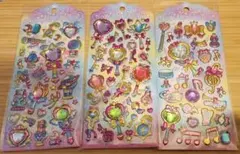 キラキラ 立体 ぷっくり シール ステッキ 宝石 3枚セット