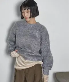 シャギーニット グレー