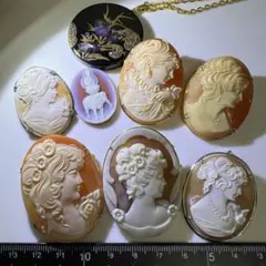 カメオ ルース 6点セット 女性横顔 彫刻風 ブローチ素材 カメオ ルース 6点セット 女性横顔 彫刻風 ブローチ素材 - メルカリ