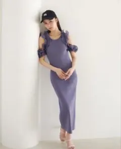 SNIDEL Sustainableプリーツフリルドッキングワンピース