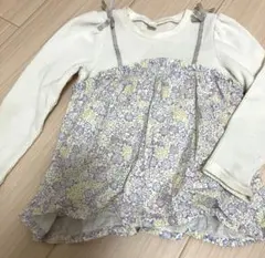 アプレレクール フラワープリント長袖カットソー　110 ラベンダー