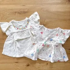 フタフタ 肩フリル ベビートップス2枚セット 80cm