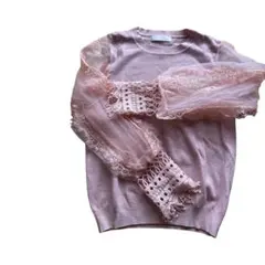 CECIL McBEE ピンク レーススリーブ ニット