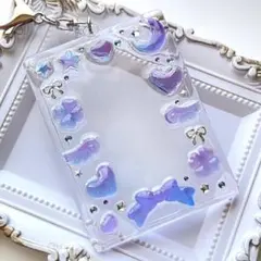 訳あり⭐︎392) レジンデコ　トレカケースキーホルダー　パープル　ブルー