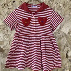 MIKIHouse ミキハウス　赤と白のストライプ ワンピース 90 子供服