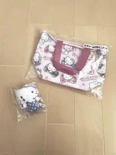 新品未開封 ハローキティ くじ 指人形 キーホルダー チャーム付き トートバッグ