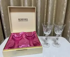新品⭐︎ボヘミアングラス　ワイングラス　ペア　チェコスロバキア