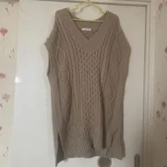 GLOBAL WORK ベージュ Vネック ニットベスト