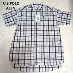 タグ付き! U.S. POLO ASSN. チェック柄 半袖シャツ ロング Lのサムネイル