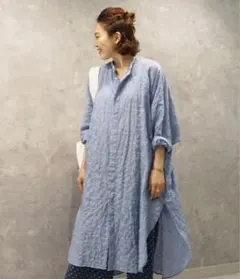 エアリーストライプロングシャツ