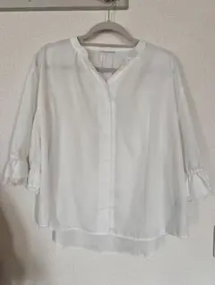 ホワイト 五分袖 シャツ Fサイズ