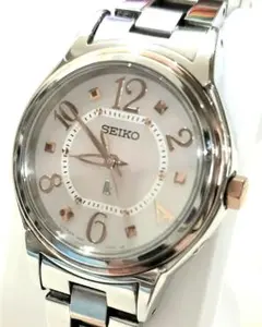 【稼働】SEIKO セイコールキア 美品 電波ソーラー ピンク レディース腕時計