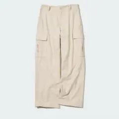 新品未使用　ユニクロ　ワイドストレートカーゴパンツ　レディース　S ナチュラル