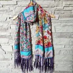 ETRO エトロ シルク ストール フリンジ ロング