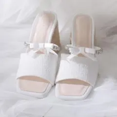 エムミーエメ M me eme　リボンツイードミュール