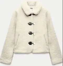 zara ボアジャケット　白　L