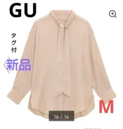 【タグ付★新品】GU ボウタイチュニックブラウス　シアーシャツ