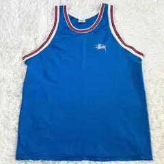 90s 白タグ STUSSY ステューシー メッシュ タンクトップ ブルーのサムネイル