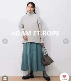 ADAM ET ROPE' タートルバックスリットニットプルオーバー　グレージュ